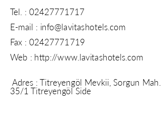 Riolavitas Spa & Resort Hotel iletiim bilgileri